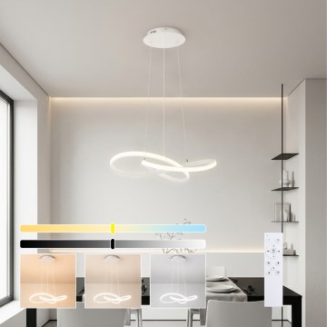 Brilagi - INFINITY LED dimmbare Pendelleuchte mit Seilaufhängung LED/55W/230V 3000-6000K 50x50 cm weiß + Fernbedienung