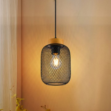 Brilagi - Kabelpendelleuchte BASKLITE 1xE27/15W/230V Gummibaumholz/schwarz