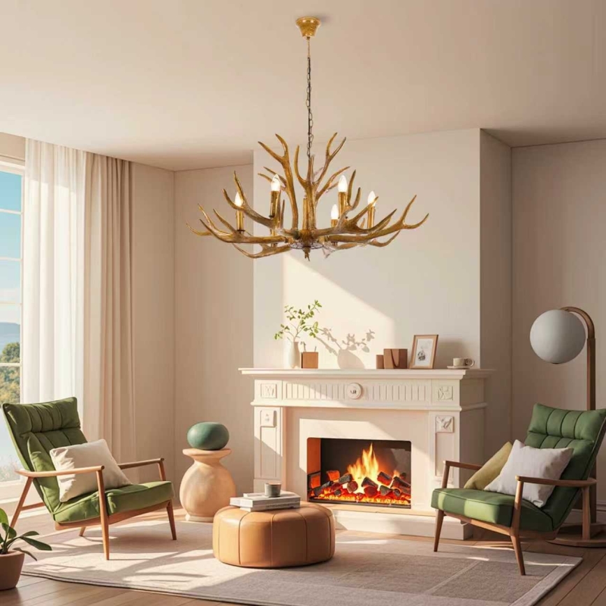 Brilagi - Ketten-Kronleuchter DEER mit Geweih, 6xE14/10W/230V, Ø 102 cm