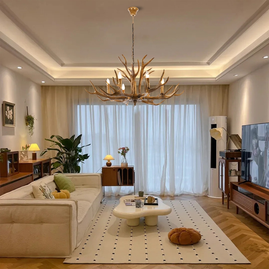 Brilagi - Ketten-Kronleuchter DEER mit Geweih, 6xE14/10W/230V, Ø 102 cm