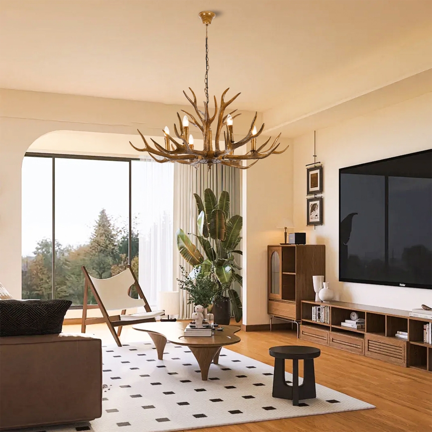 Brilagi - Ketten-Kronleuchter DEER mit Geweih, 6xE14/10W/230V, Ø 102 cm