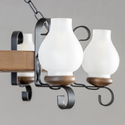 Brilagi - Ketten-Kronleuchter ROATA 6xE14/40W/230V Ø 70 cm Buche/Nussbaum