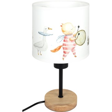 Brilagi - Kinder-Tischlampe BOBO WOOD 1xE27/25W/230V Eiche/schwarz/weiß/Tiermotive