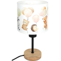 Brilagi - Kinder-Tischlampe BOBO WOOD 1xE27/25W/230V Eiche/schwarz/weiß/Tiermotive