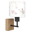 Brilagi - Kinder-Wandleuchte BOBO WOOD 1xE27/25W/230V Eiche/Schwarz/Creme/Häschen