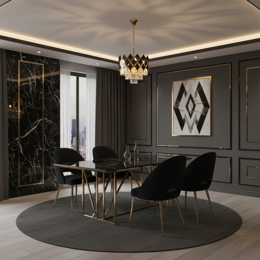 Brilagi - Kronleuchter an Kette CRISTAL 5xE14/40W/230V Ø 38 cm gold/schwarz