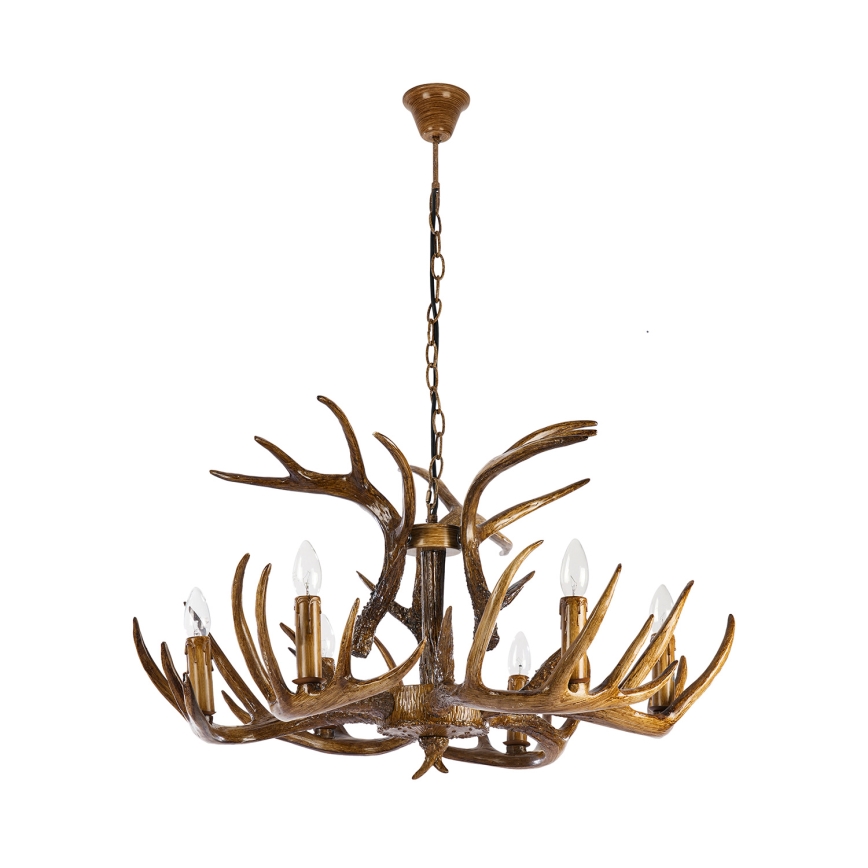 Brilagi - Kronleuchter an Kette DEER, 6×E14/10W/230V, Ø 80 cm, Geweih