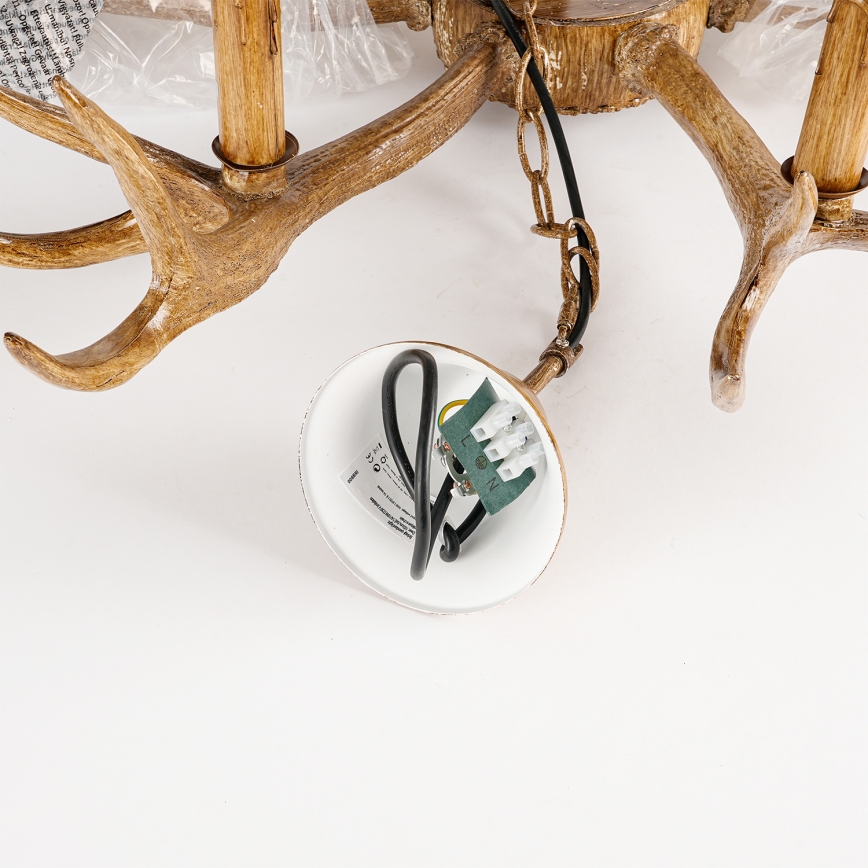 Brilagi - Kronleuchter an Kette DEER, 6×E14/10W/230V, Ø 80 cm, Geweih