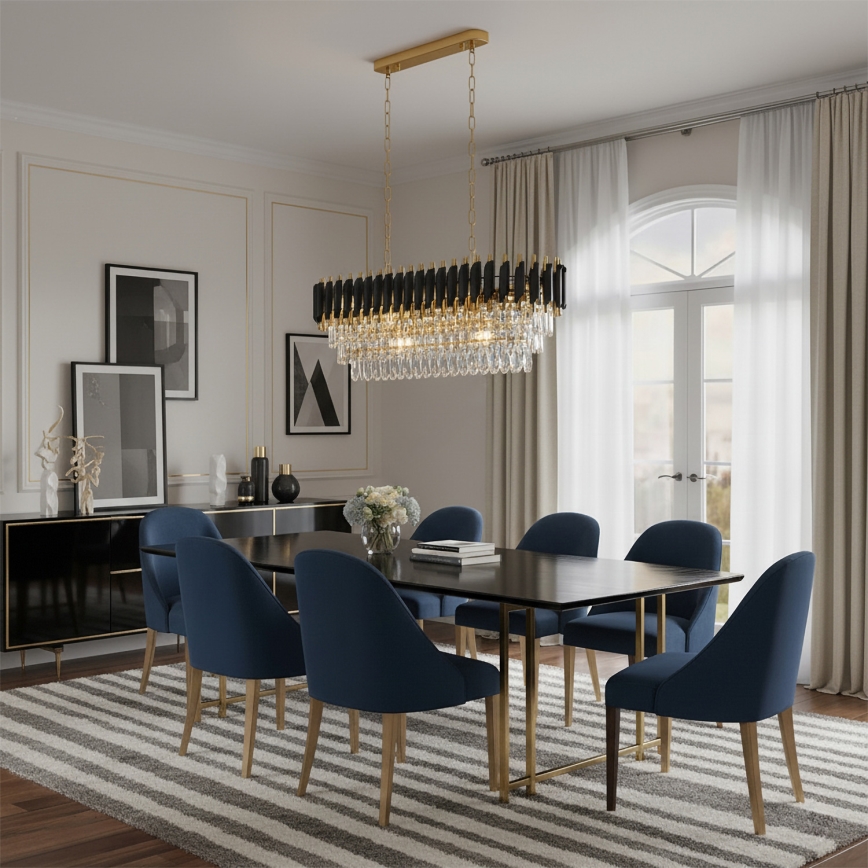 Brilagi - Kronleuchter an Kette ECLIPSE 10xE14/10W/230V 78x28 cm schwarz/gold