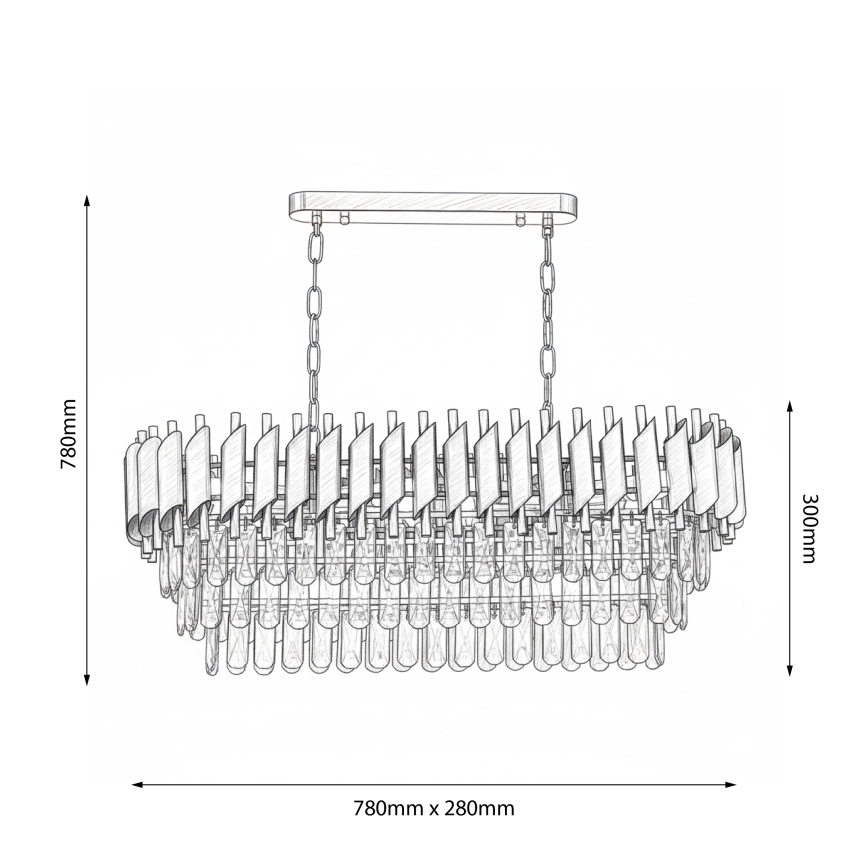 Brilagi - Kronleuchter an Kette ECLIPSE 10xE14/10W/230V 78x28 cm silber