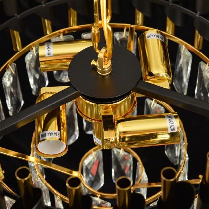 Brilagi - Kronleuchter an Kette ECLIPSE 5xE14/10W/230V Ø 38 cm Schwarz/Gold