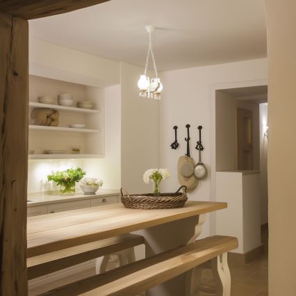 Brilagi - Kronleuchter an Kette QUEEN 2xE14/40W/230V Buche/cremefarben