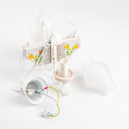 Brilagi - Kronleuchter an Kette QUEEN 2xE14/40W/230V Buche/cremefarben