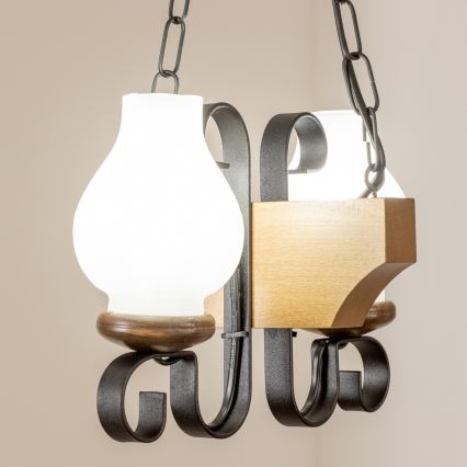 Brilagi - Kronleuchter an Kette QUEEN 2xE14/40W/230V Buche/Walnuss