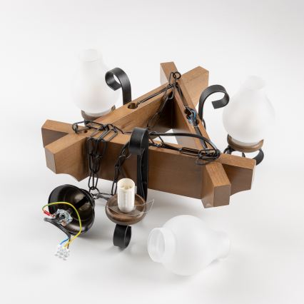 Brilagi - Kronleuchter an Kette QUEEN 3xE14/40W/230V Buche/Walnuss