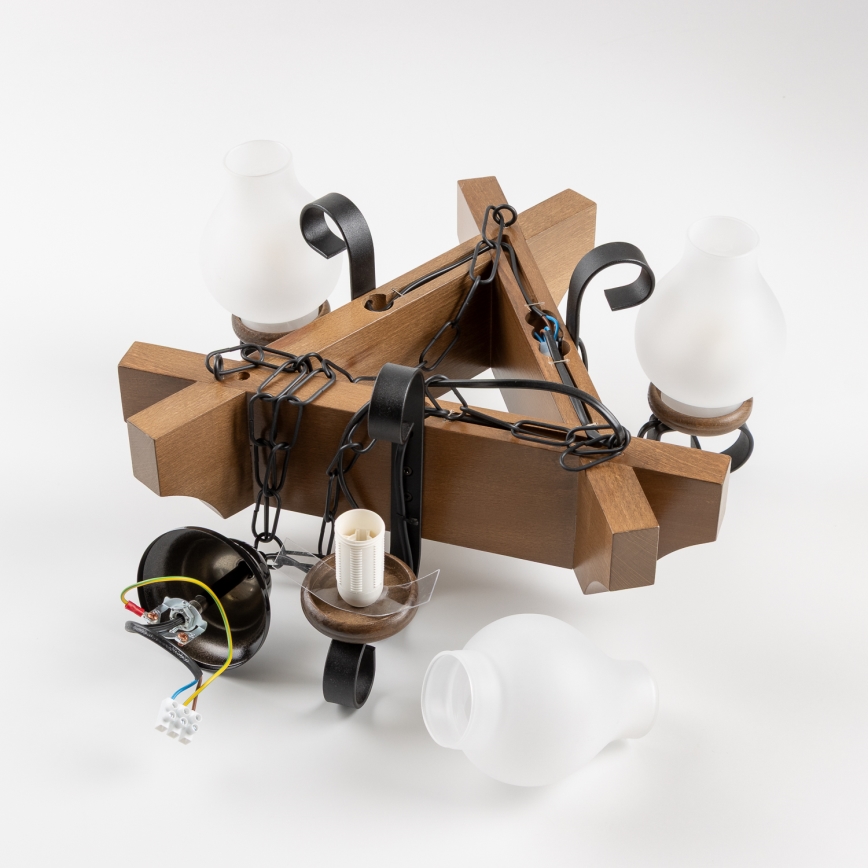 Brilagi - Kronleuchter an Kette QUEEN 3xE14/40W/230V Buche/Walnuss