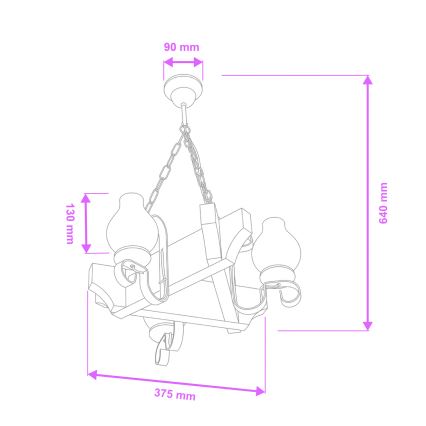 Brilagi - Kronleuchter an Kette QUEEN 3xE14/40W/230V Buche/Walnuss