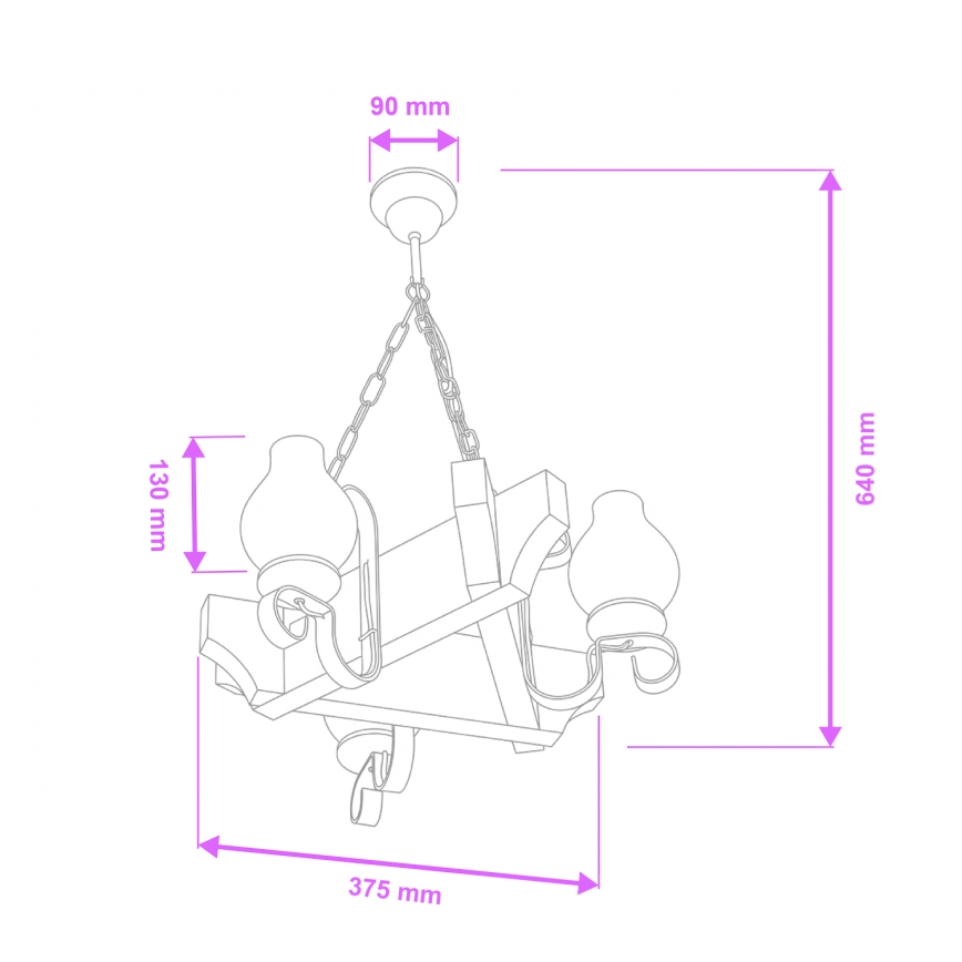 Brilagi - Kronleuchter an Kette QUEEN 3xE14/40W/230V Buche/Walnuss