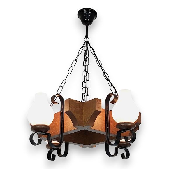 Brilagi - Kronleuchter an Kette QUEEN 4xE14/40W/230V Buche/Walnuss