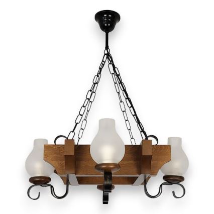 Brilagi - Kronleuchter an Kette QUEEN 4xE14/40W/230V Buche/Walnuss