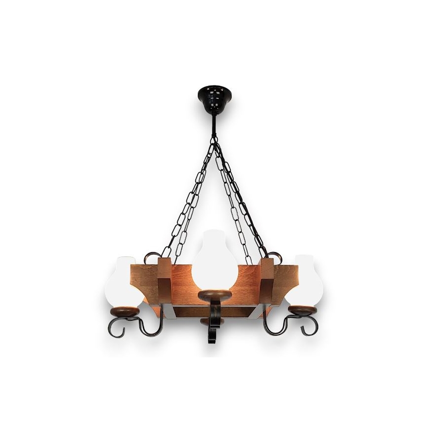 Brilagi - Kronleuchter an Kette QUEEN 4xE14/40W/230V Buche/Walnuss