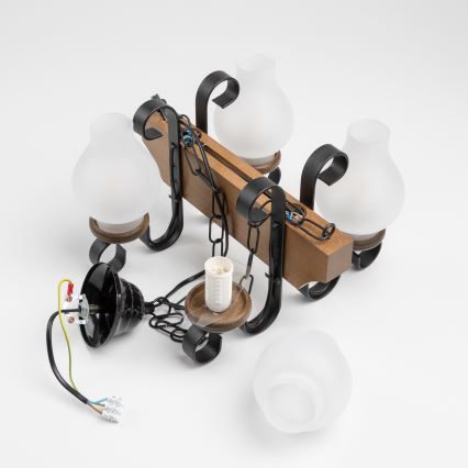 Brilagi - Kronleuchter an Kette QUEEN 4xE14/40W/230V Buche/Walnuss