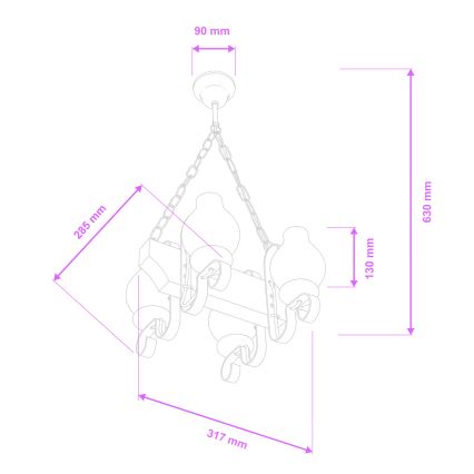 Brilagi - Kronleuchter an Kette QUEEN 4xE14/40W/230V Buche/Walnuss