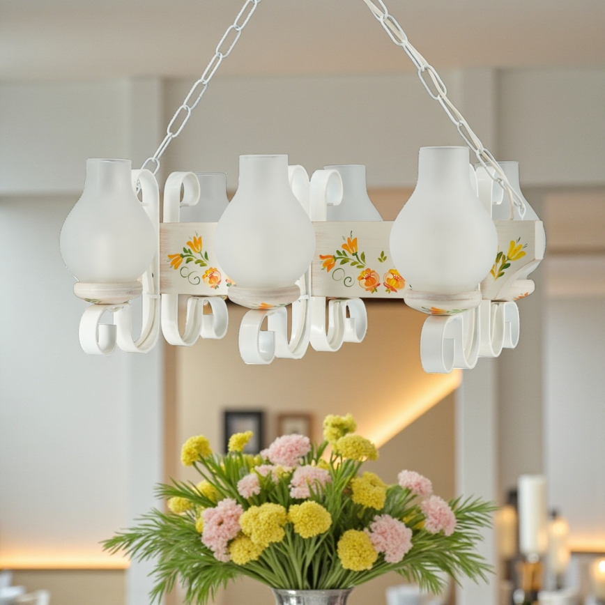 Brilagi - Kronleuchter an Kette QUEEN 6xE14/40W/230V Buche/cremefarben