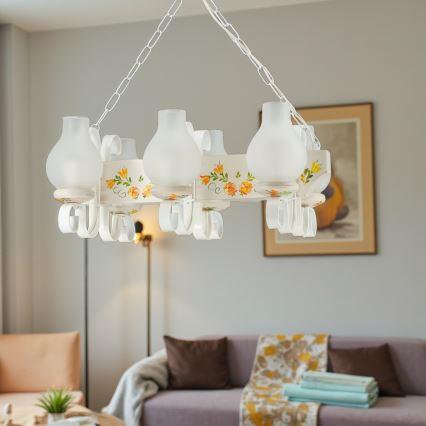 Brilagi - Kronleuchter an Kette QUEEN 6xE14/40W/230V Buche/cremefarben