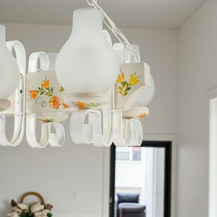 Brilagi - Kronleuchter an Kette QUEEN 6xE14/40W/230V Buche/cremefarben