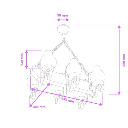 Brilagi - Kronleuchter an Kette QUEEN 6xE14/40W/230V Buche