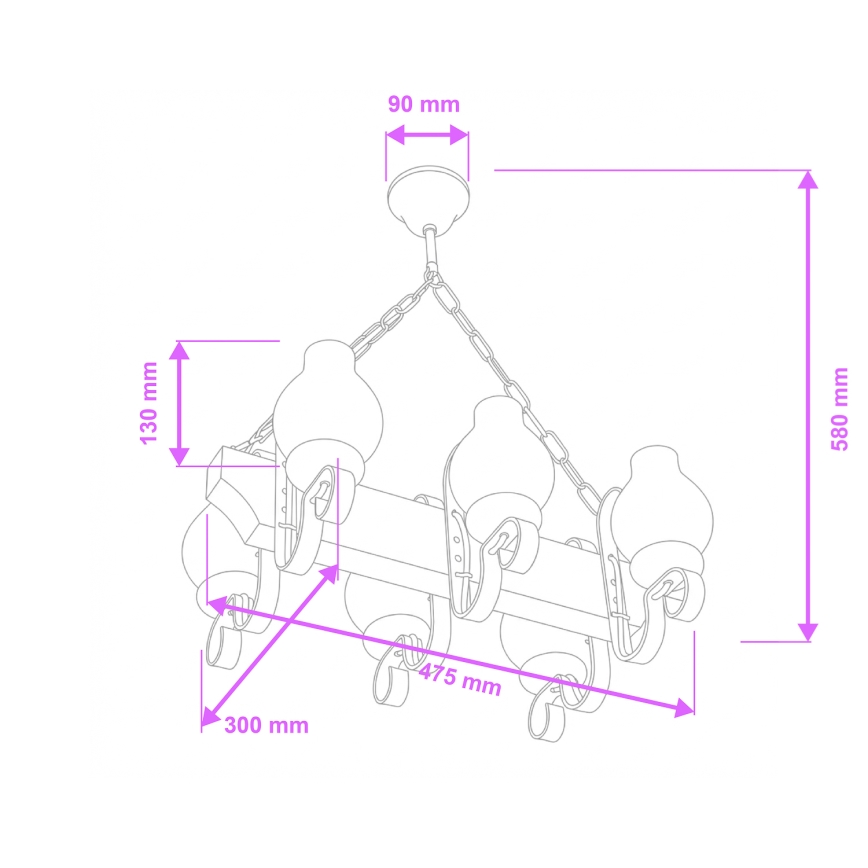 Brilagi - Kronleuchter an Kette QUEEN 6xE14/40W/230V Buche