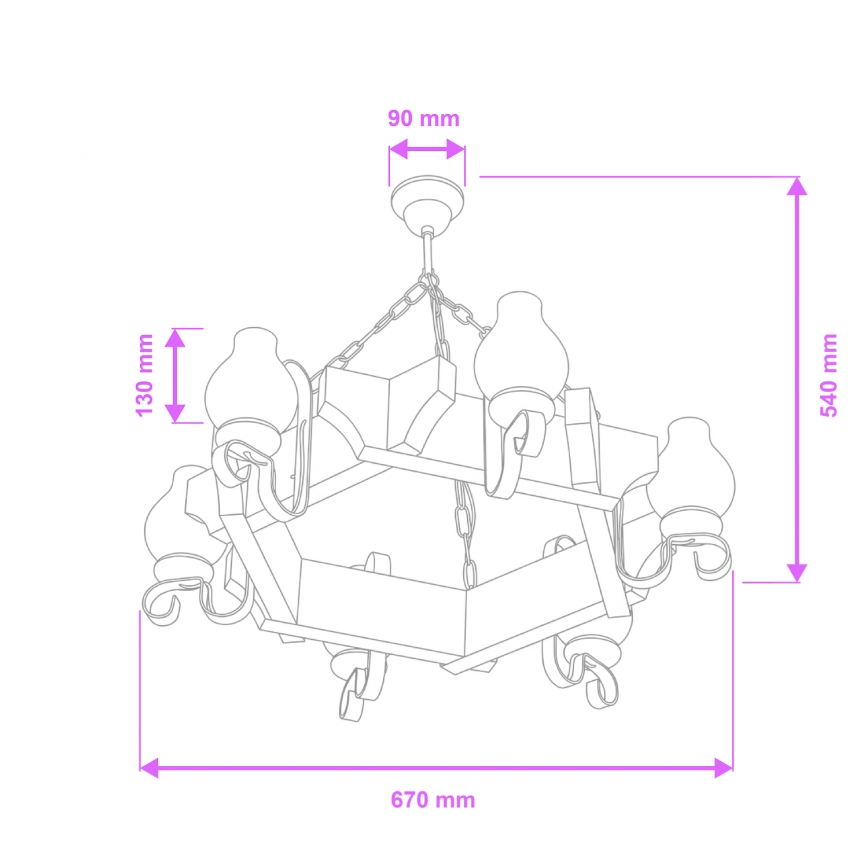 Brilagi - Kronleuchter an Kette QUEEN 6xE14/40W/230V Buche/Walnuss