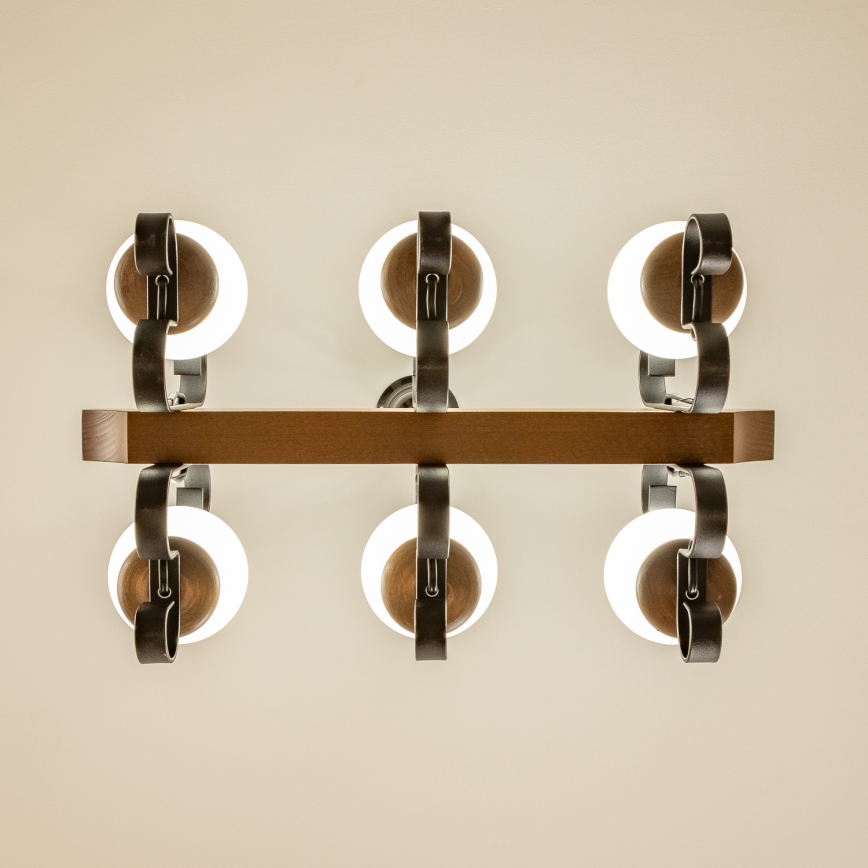 Brilagi - Kronleuchter an Kette QUEEN 6xE14/40W/230V Buche/Walnuss