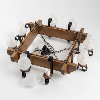 Brilagi - Kronleuchter an Kette QUEEN 8xE14/40W/230V Buche/Walnuss