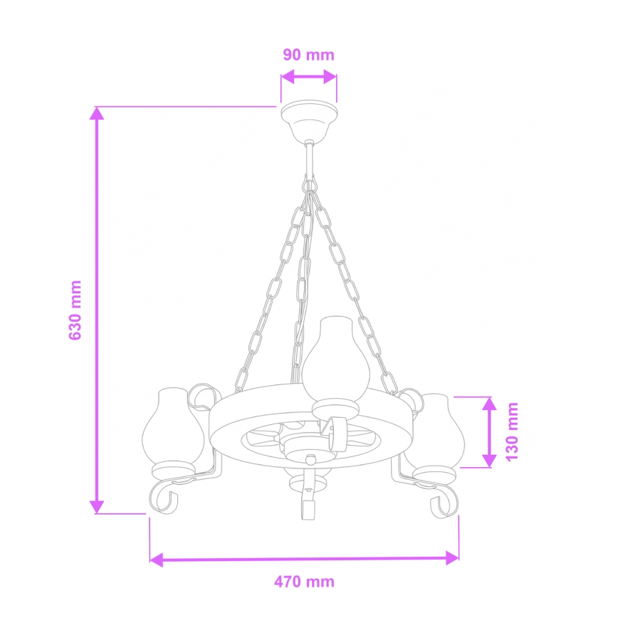 Brilagi - Kronleuchter an Kette ROATA 3xE14/40W/230V Buche