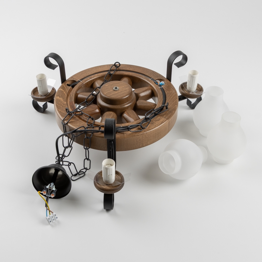 Brilagi - Kronleuchter an Kette ROATA 3xE14/40W/230V Buche/Walnuss