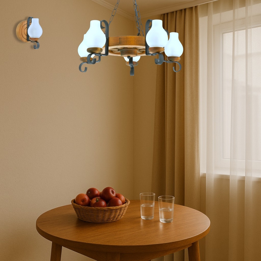 Brilagi - Kronleuchter an Kette ROATA 5xE14/40W/230V Buche