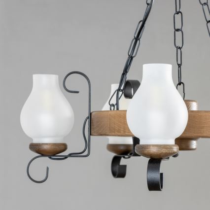 Brilagi - Kronleuchter an Kette ROATA 5xE14/40W/230V Ø 50 cm Buche/Nussbaum