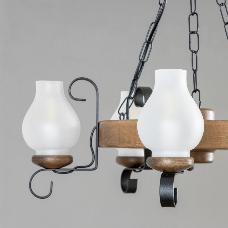 Brilagi - Kronleuchter an Kette ROATA 5xE14/40W/230V Ø 50 cm Buche/Nussbaum