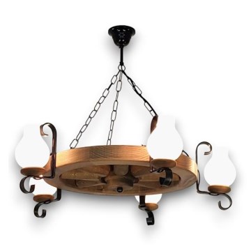Brilagi - Kronleuchter an Kette ROATA 5xE14/40W/230V Ø 70 cm Buche