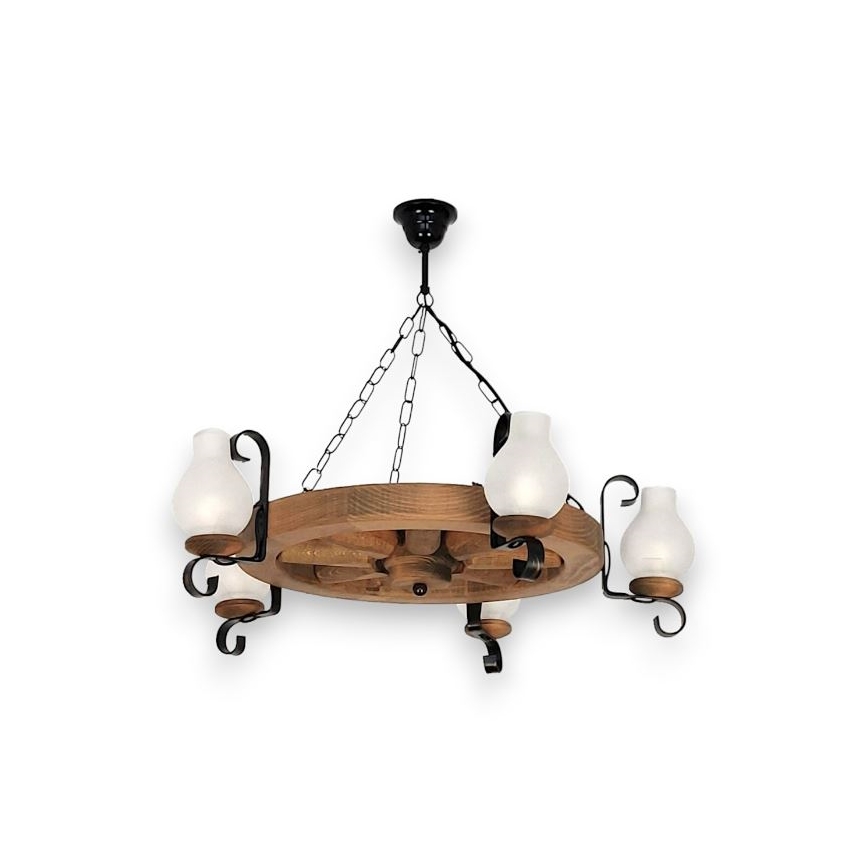 Brilagi - Kronleuchter an Kette ROATA 5xE14/40W/230V Ø 70 cm Buche