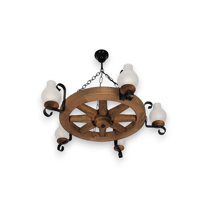 Brilagi - Kronleuchter an Kette ROATA 5xE14/40W/230V Ø 70 cm Buche