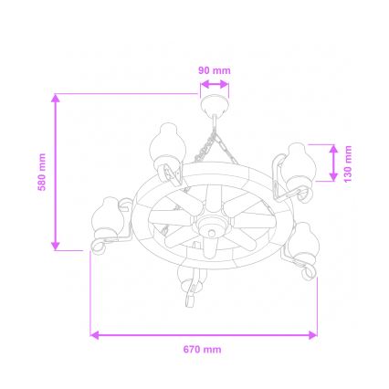 Brilagi - Kronleuchter an Kette ROATA 5xE14/40W/230V Ø 70 cm Buche
