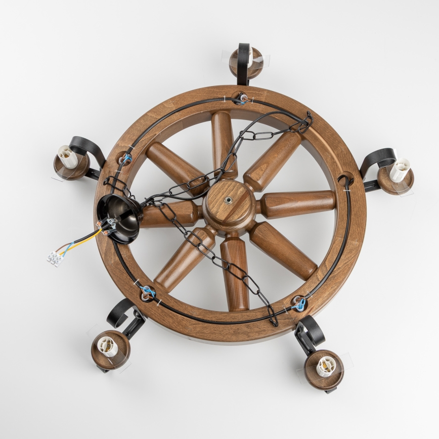 Brilagi - Kronleuchter an Kette ROATA 5xE14/40W/230V Ø 70 cm Buche/Nussbaum