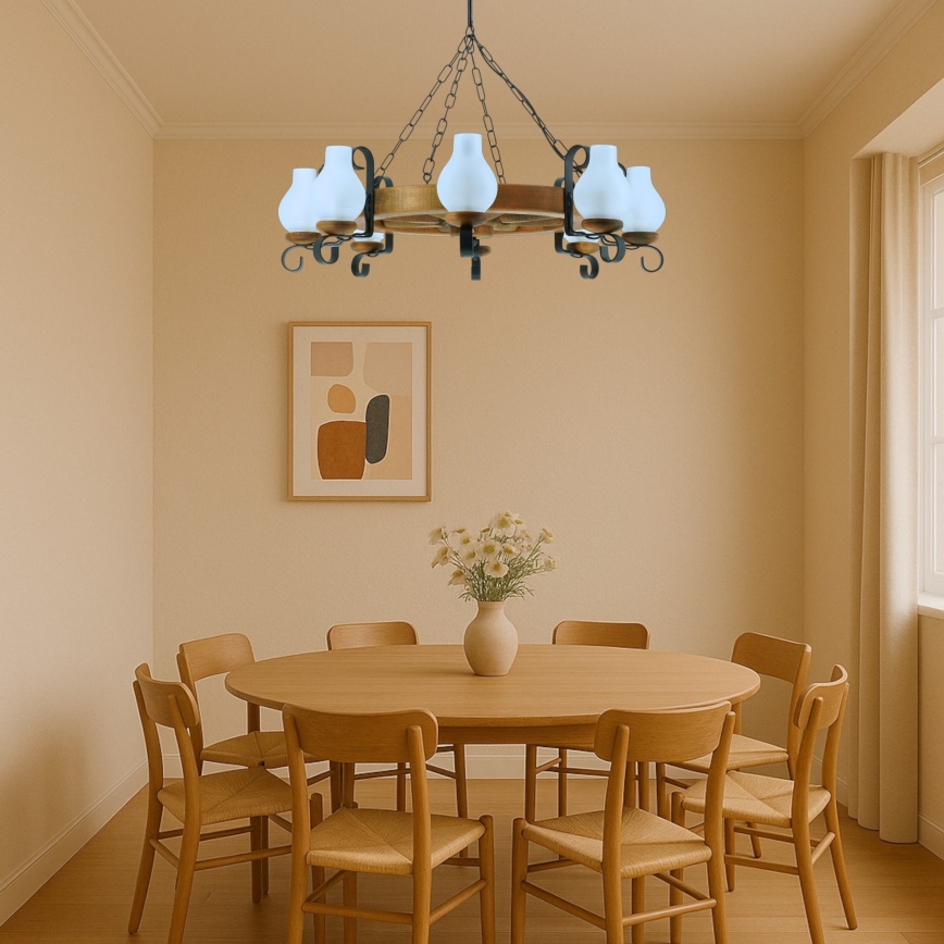 Brilagi - Kronleuchter an Kette ROATA 8xE14/40W/230V Buche