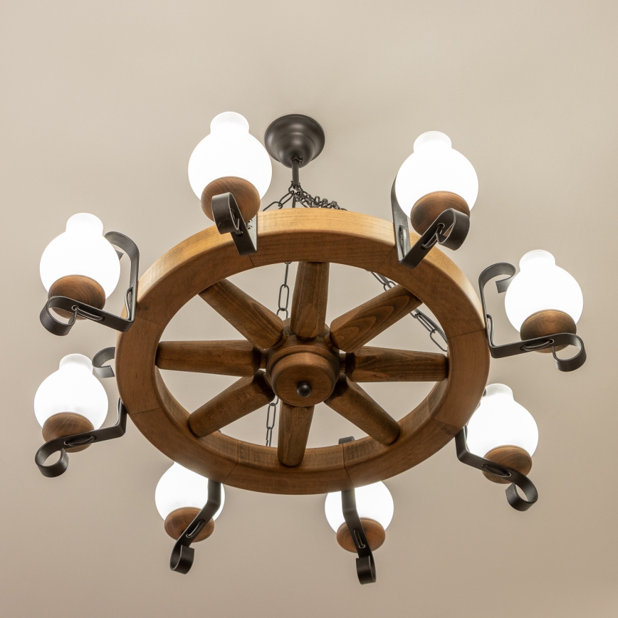 Brilagi - Kronleuchter an Kette ROATA 8xE14/40W/230V Ø 70 cm Buche