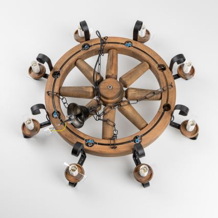 Brilagi - Kronleuchter an Kette ROATA 8xE14/40W/230V Ø 70 cm Buche