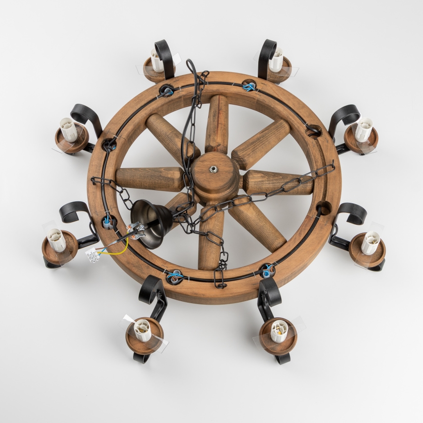 Brilagi - Kronleuchter an Kette ROATA 8xE14/40W/230V Ø 70 cm Buche