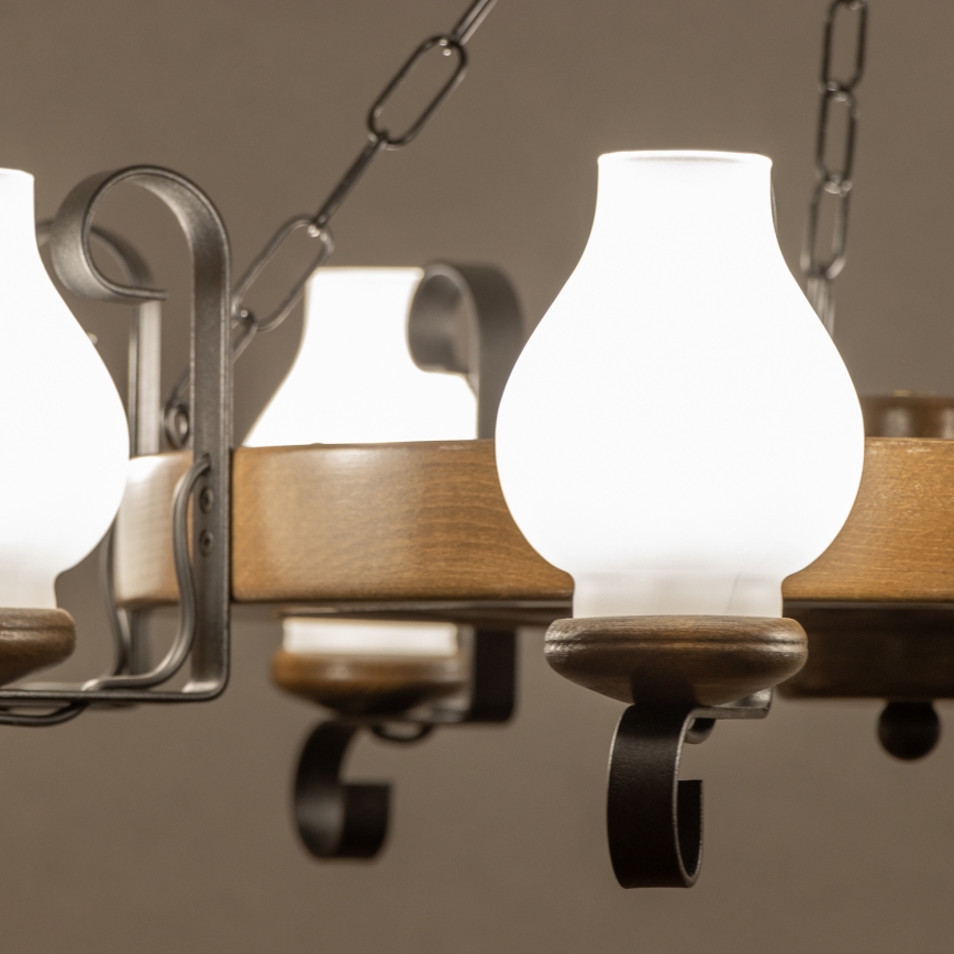 Brilagi - Kronleuchter an Kette ROATA 8xE14/40W/230V Ø 70 cm Buche/Nussbaum